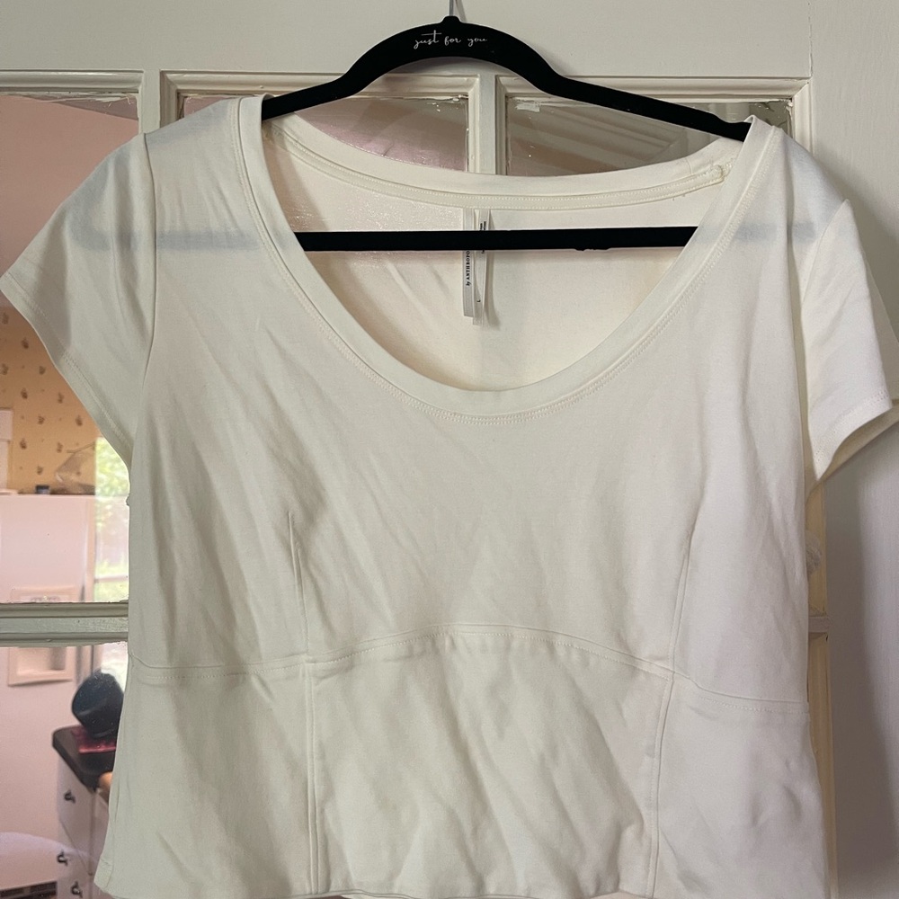 Anthropologie Cream Short Sleeve Top
